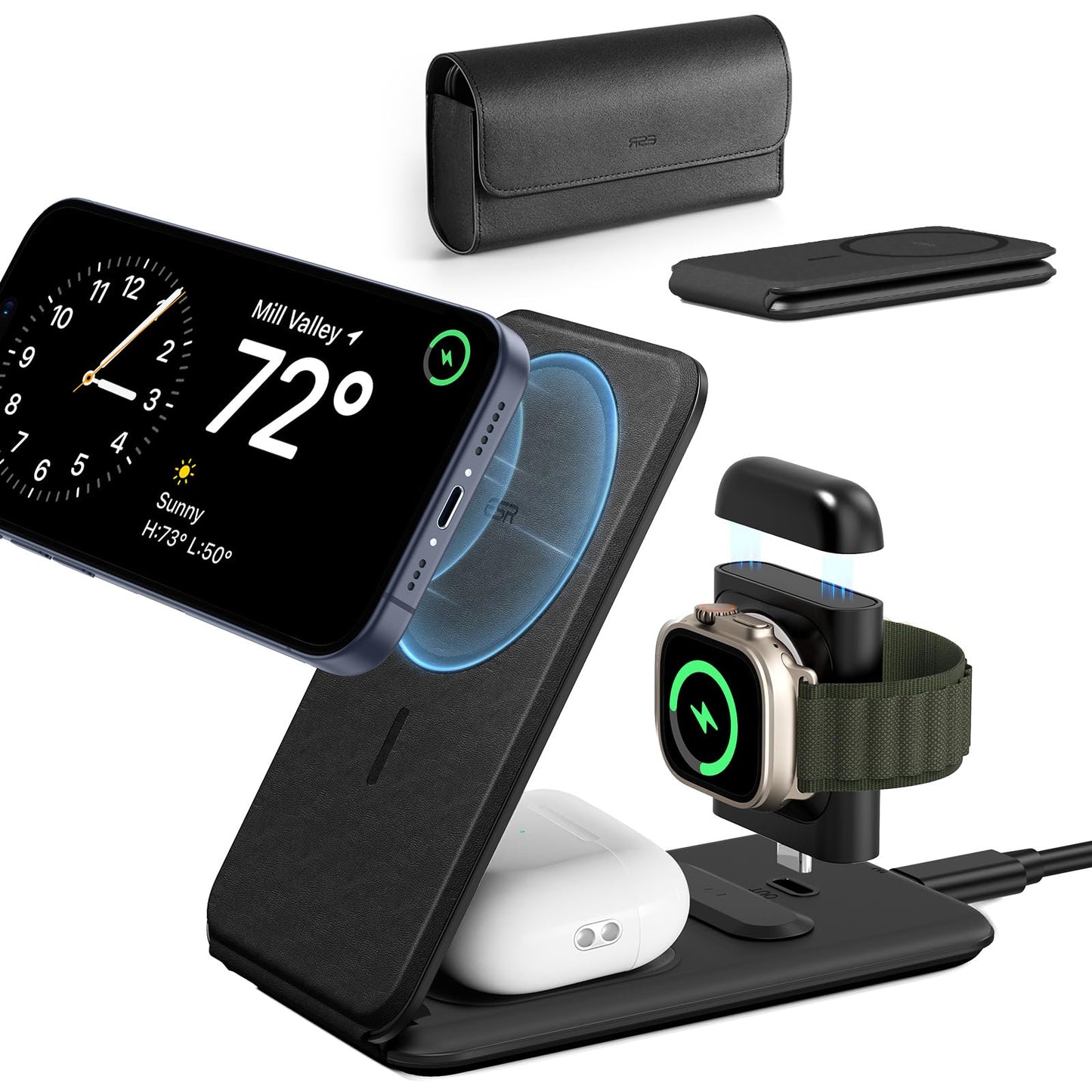 ESR 3-in-1 Induction Chargers Wireless Charging Station with HaloLock DEMO