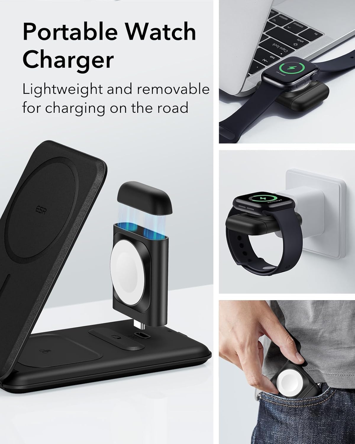 ESR 3-in-1 Induction Chargers Wireless Charging Station with HaloLock DEMO