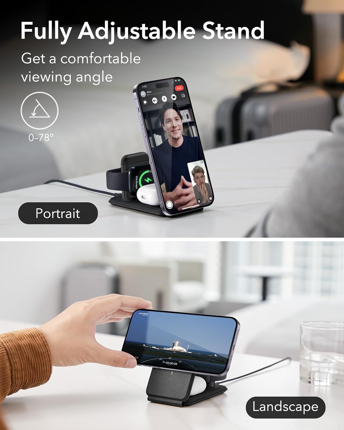 ESR 3-in-1 Induction Chargers Wireless Charging Station with HaloLock DEMO