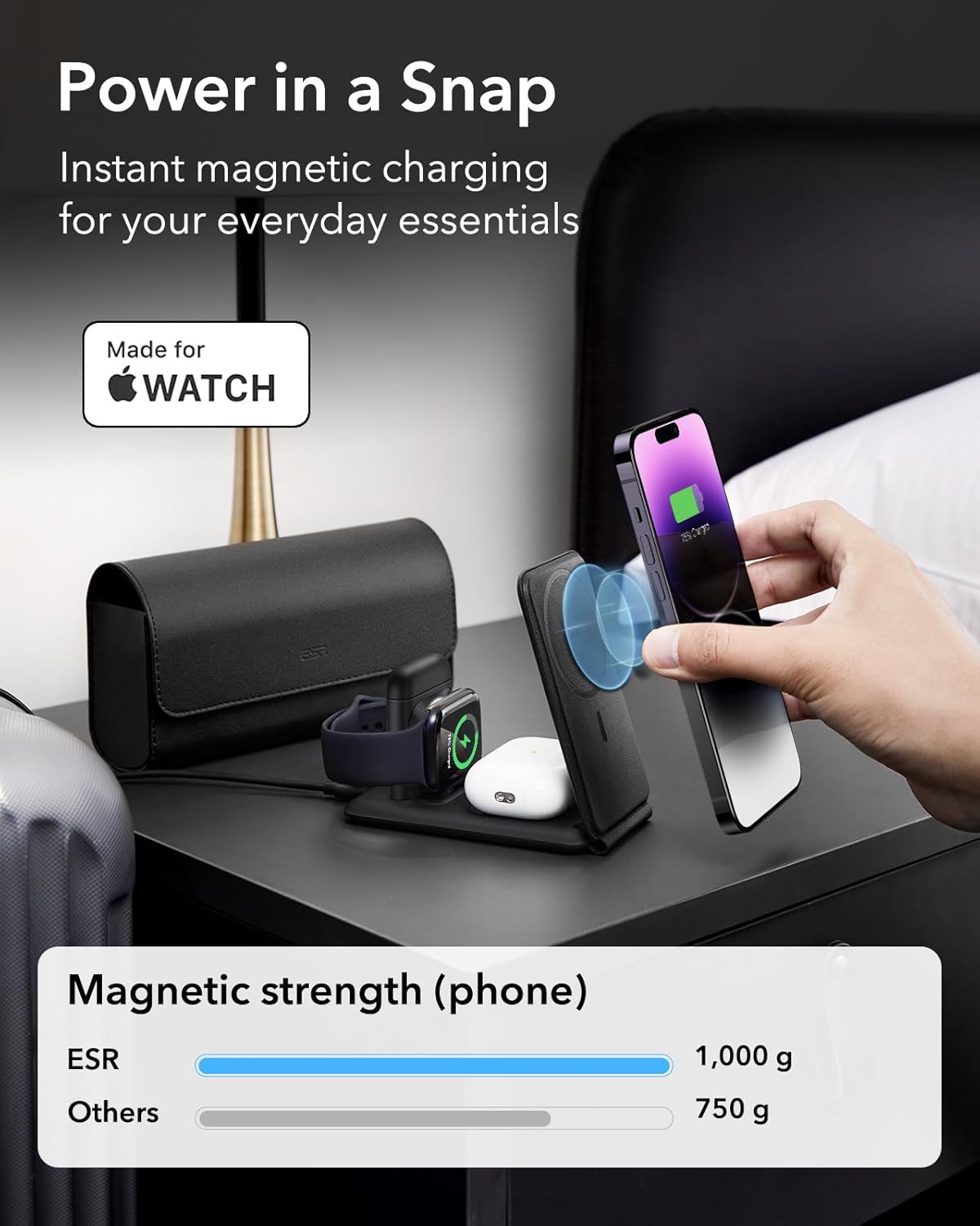 ESR 3-in-1 Induction Chargers Wireless Charging Station with HaloLock DEMO