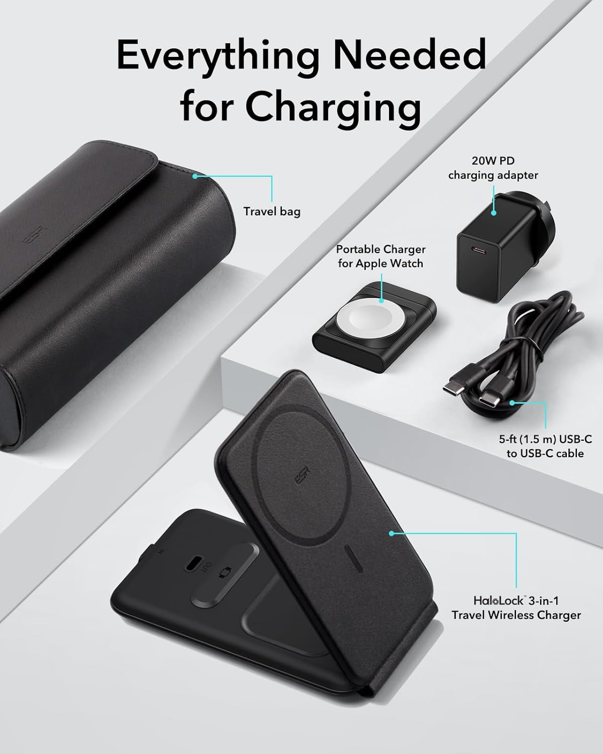 ESR 3-in-1 Induction Chargers Wireless Charging Station with HaloLock DEMO