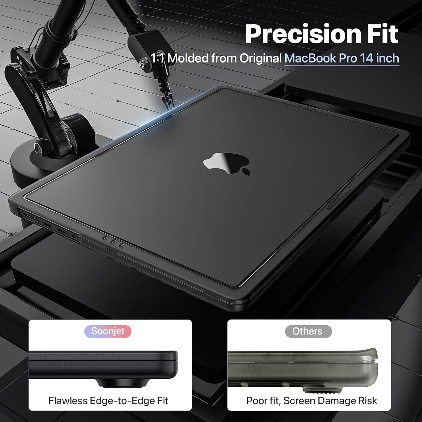 Soonjet Black Hard Shell Case for 14 Inch MacBook Pro Laptop Cover DEMO