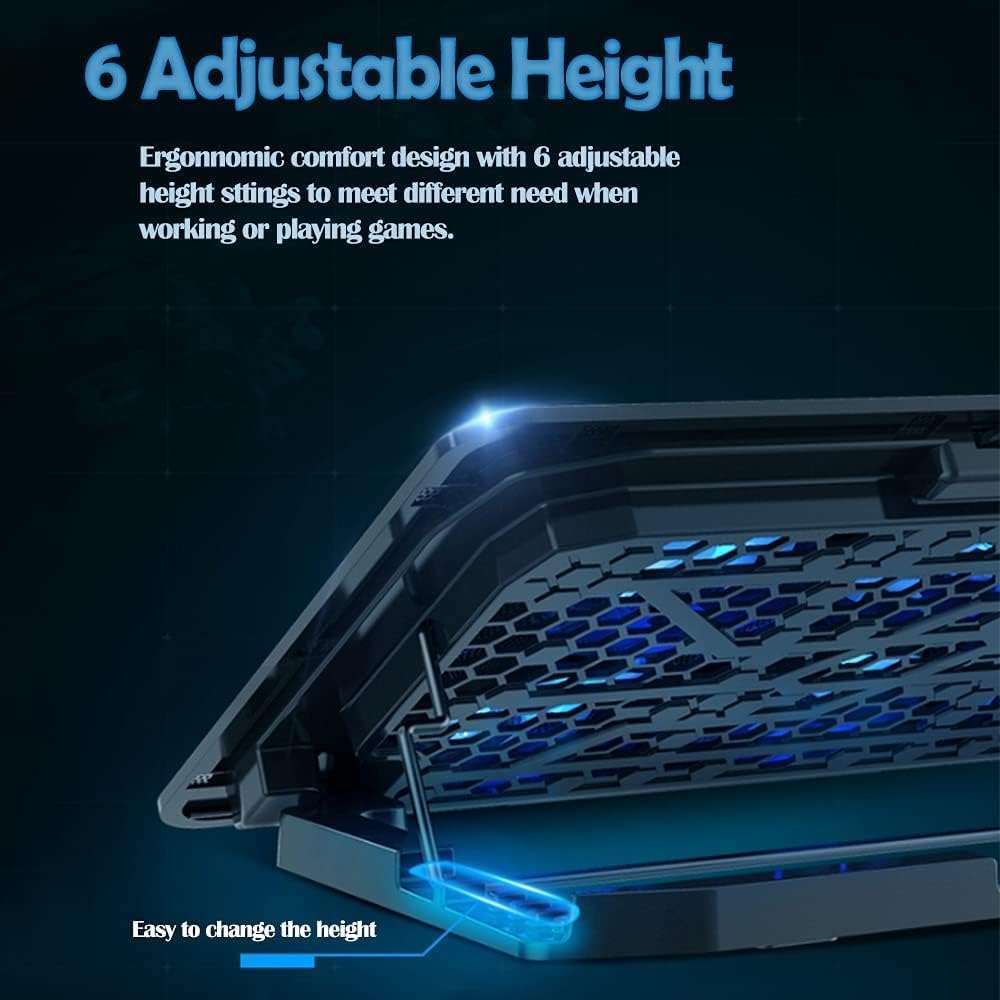 Necomi 14" Portable Laptop Cooler Stand with 6 Quiet Fans Metal Design DEMO