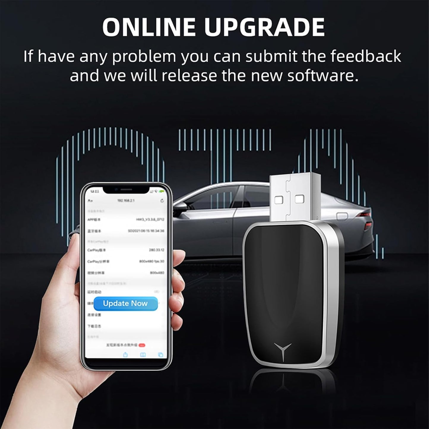 Wireless CarPlay & Android Auto Adapter Plug and Play Input Device Black DEMO