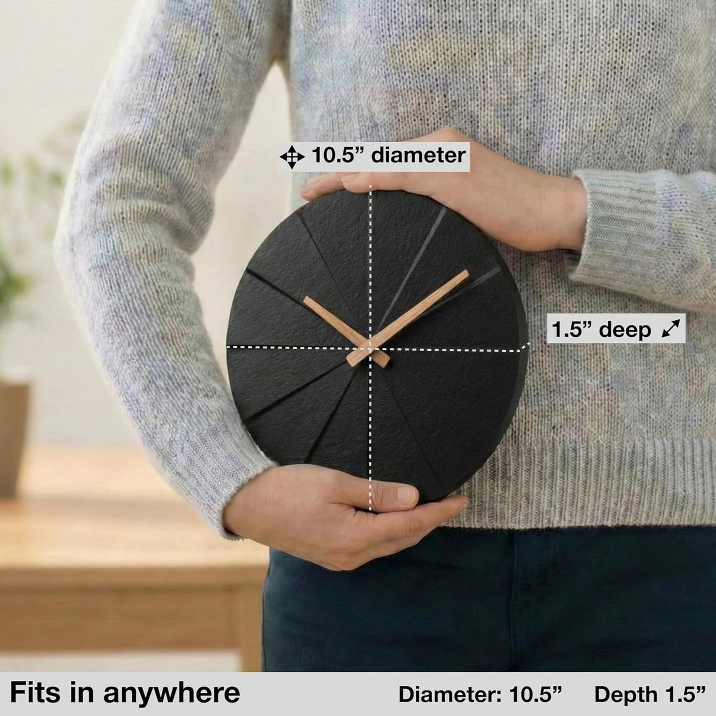 Driini Frameless Concrete Wall Clock Modern Minimalist Home Decor 10.5 DEMO