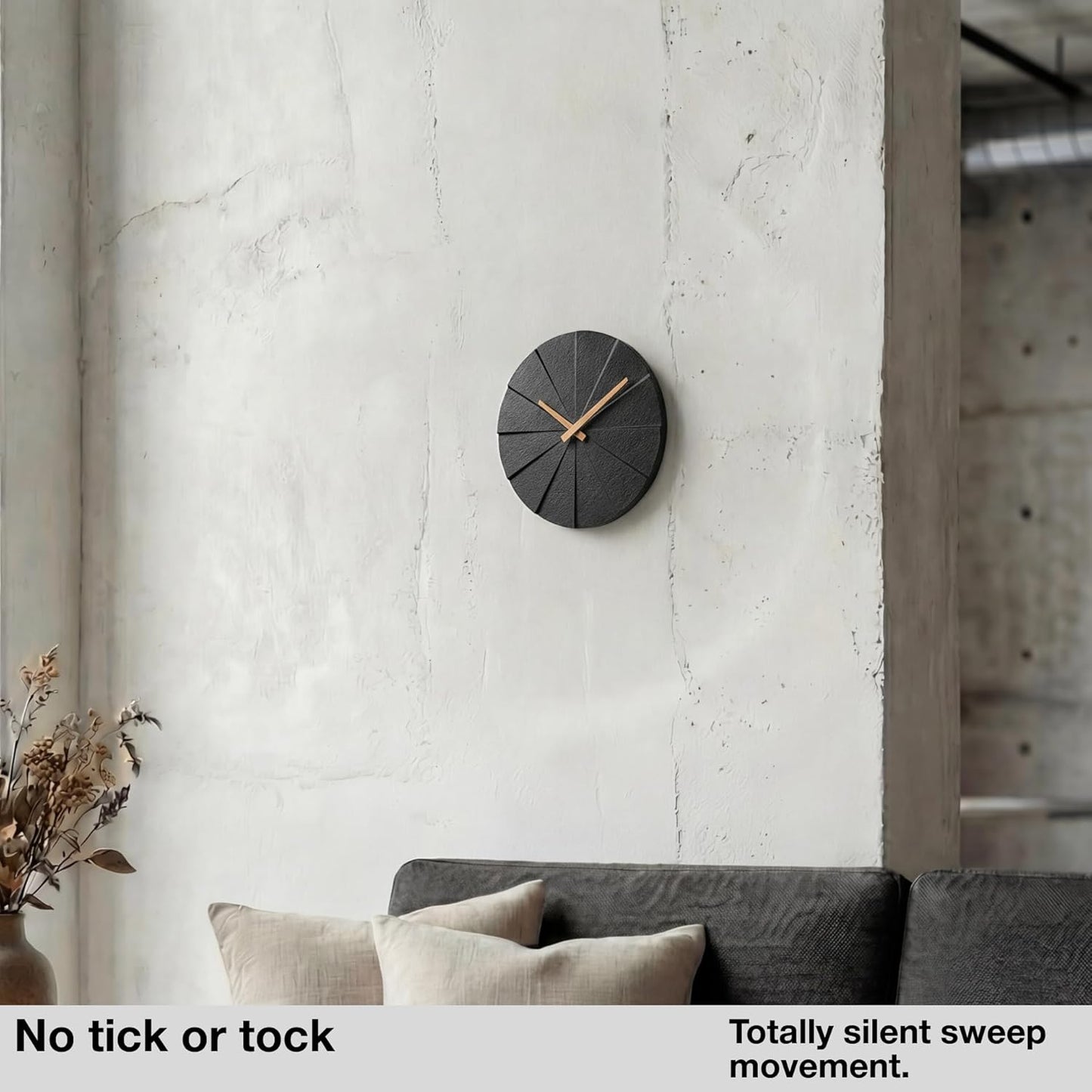 Driini Frameless Concrete Wall Clock Modern Minimalist Home Decor 10.5 DEMO