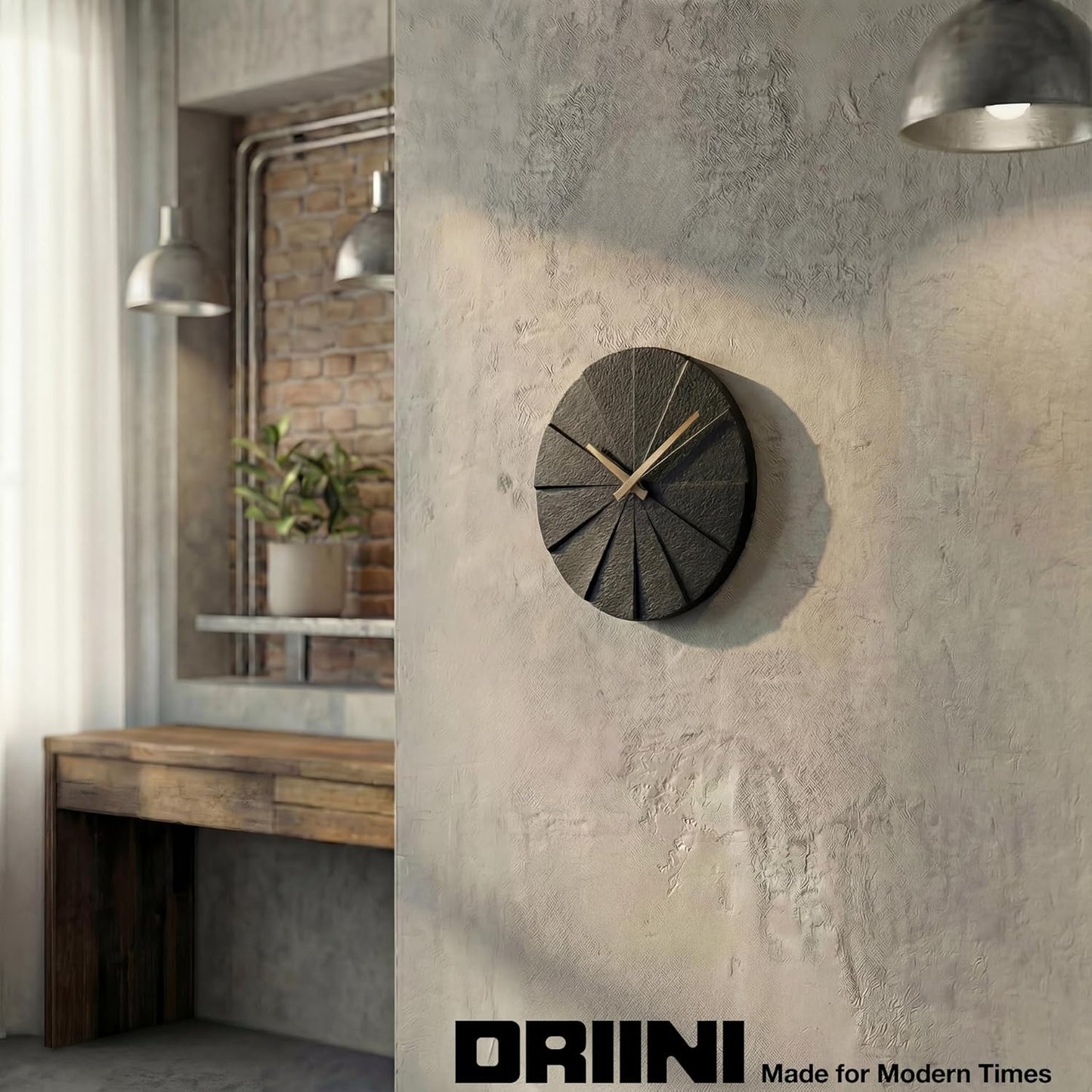 Driini Frameless Concrete Wall Clock Modern Minimalist Home Decor 10.5 DEMO