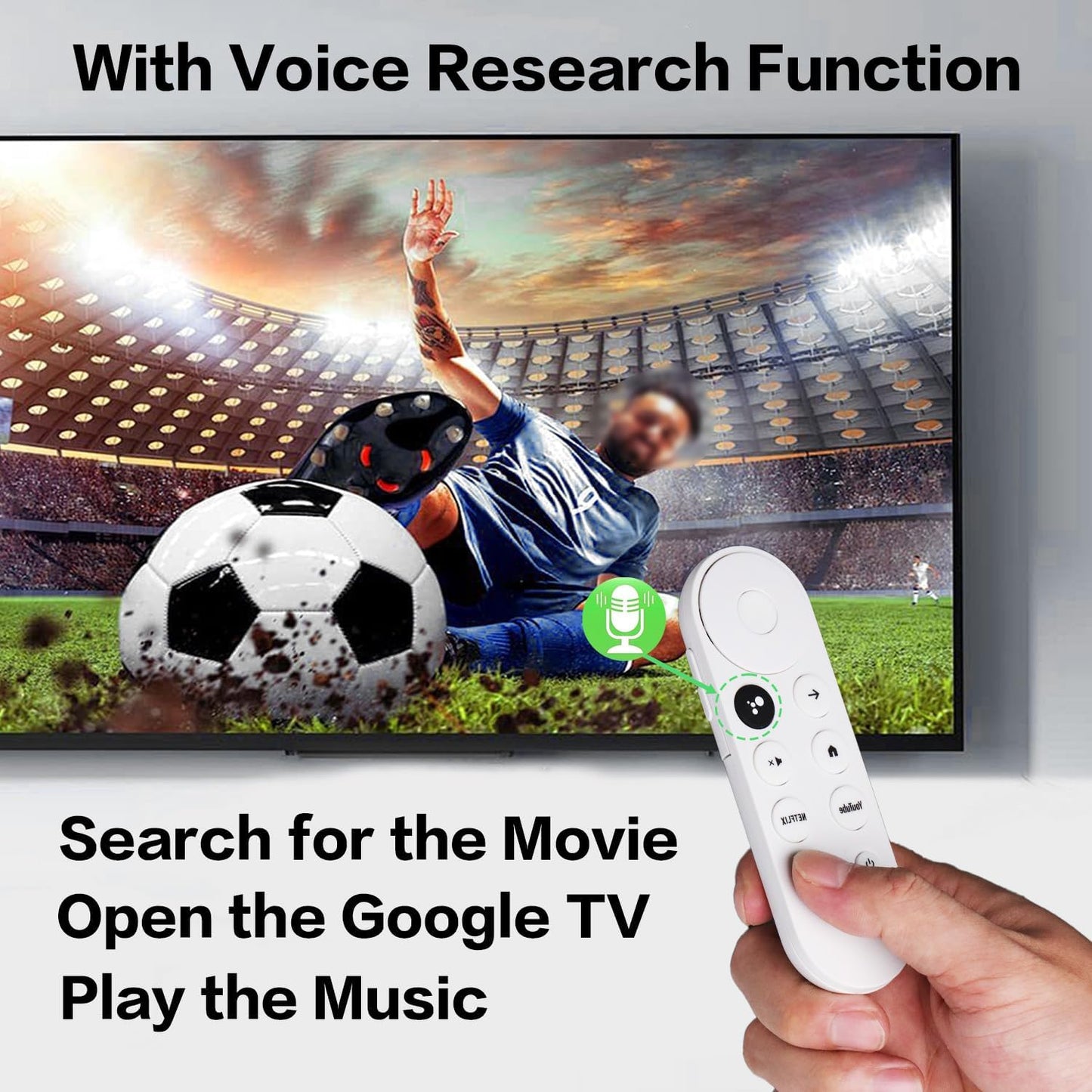 Replacement Voice Remote Control for Google Chromecast 4K HD TV, White DEMO