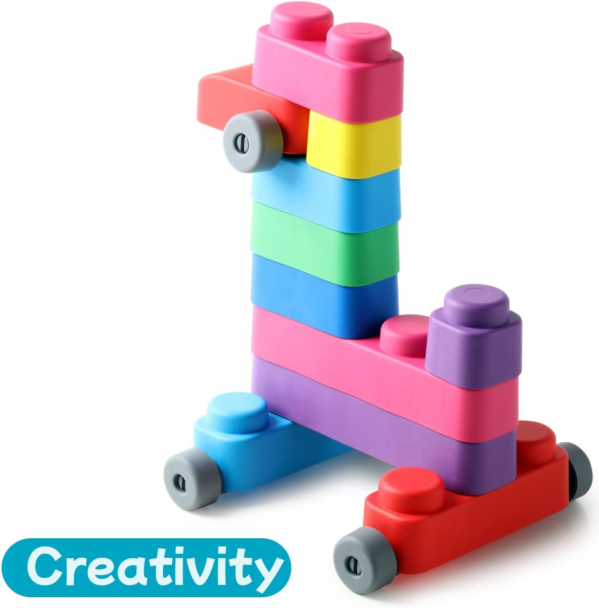 FarFarLand Multicolor Montessori Sorting & Stacking Toys 15 pcs + 12 wheels NEW