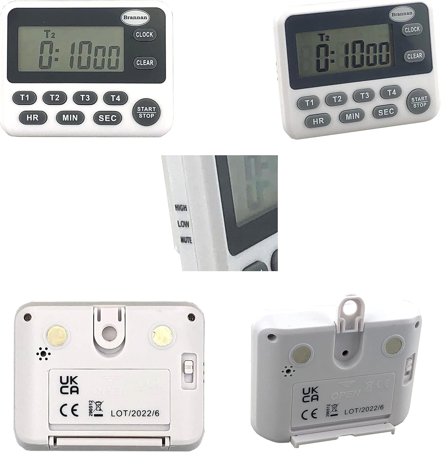 Brannan Digital Kitchen Timer White and Grey Countdown for Cooking Baking NEW