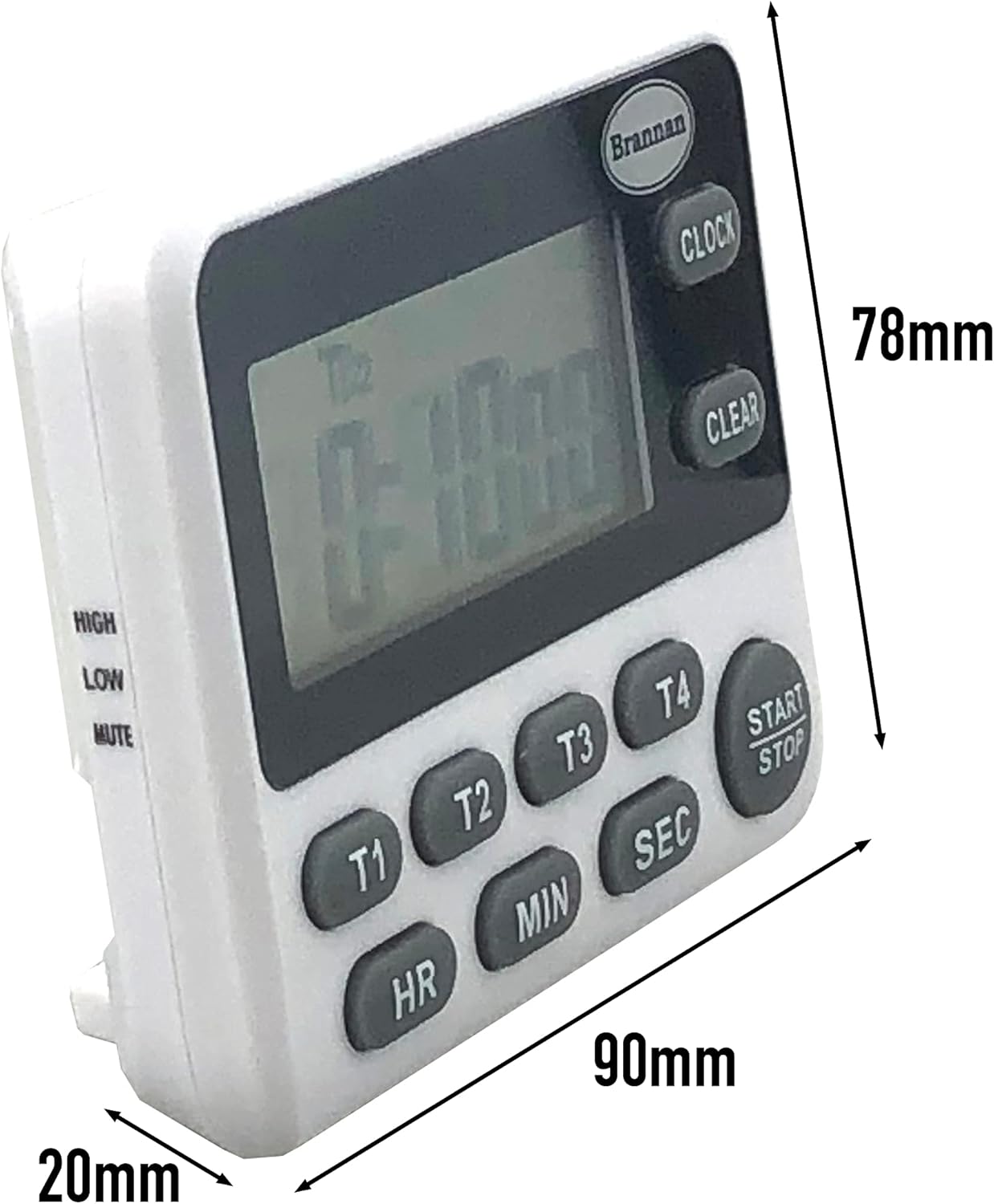 Brannan Digital Kitchen Timer White and Grey Countdown for Cooking Baking NEW