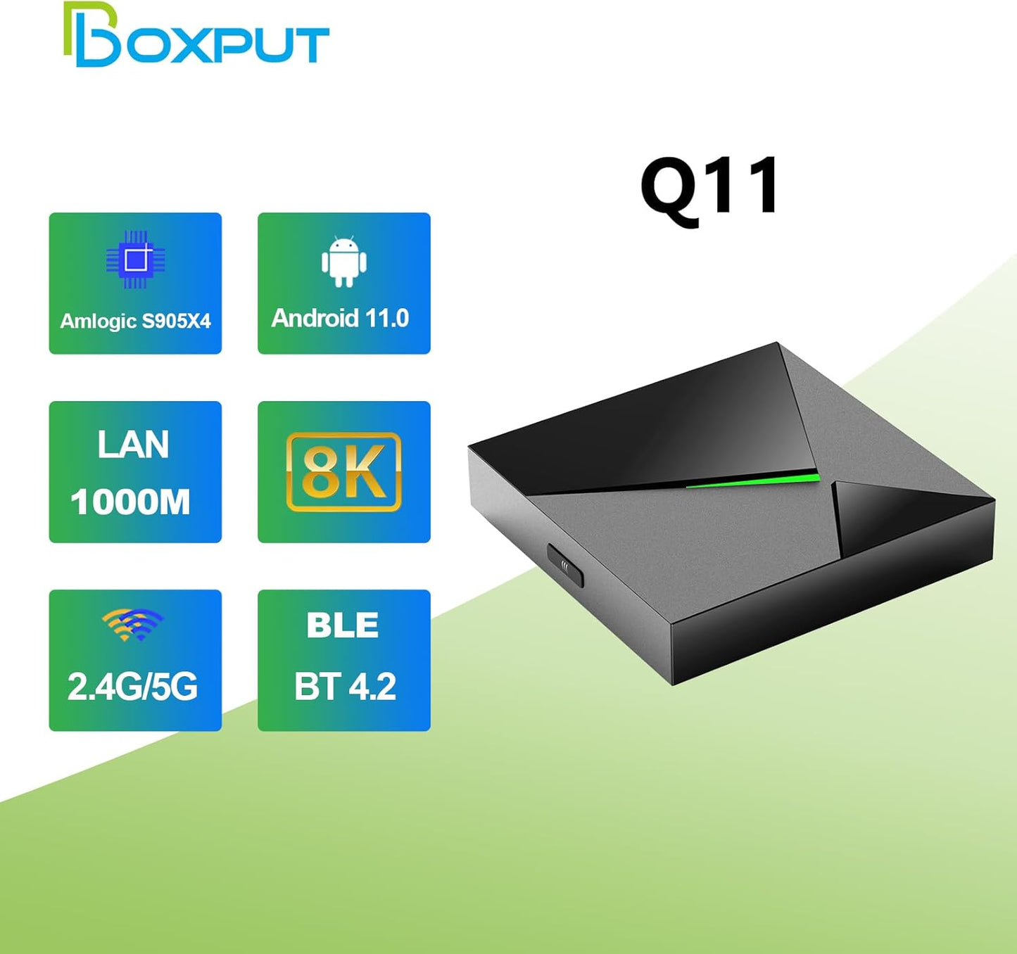 BOXPUT Android TV Box 11.0 8K HDR Streaming Media Player 4GB+32GB S905X4 NEW