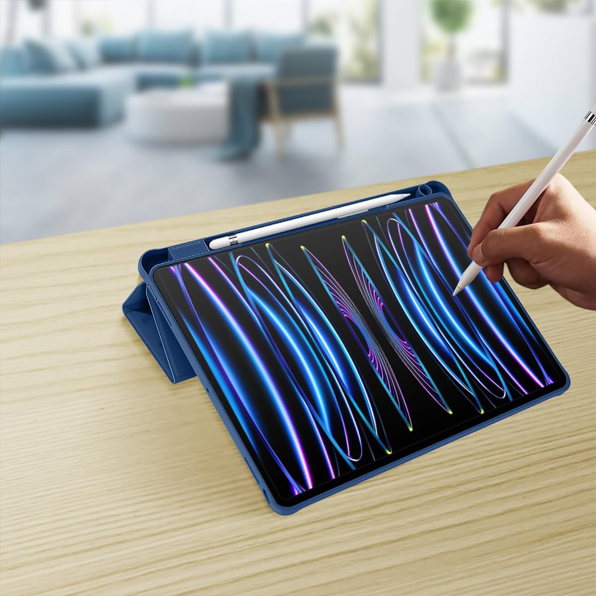 Soft TPU Tablet Case with Pencil Holder for iPad Pro 11 / 11" Navy Blue DEMO