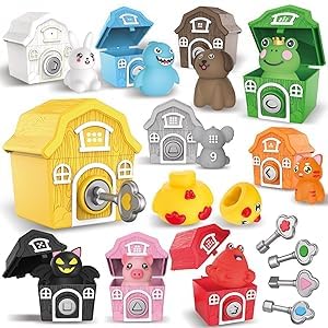 Montessori Farm Animals Sorting & Stacking Toys 10 Piece Multicoloured NEW