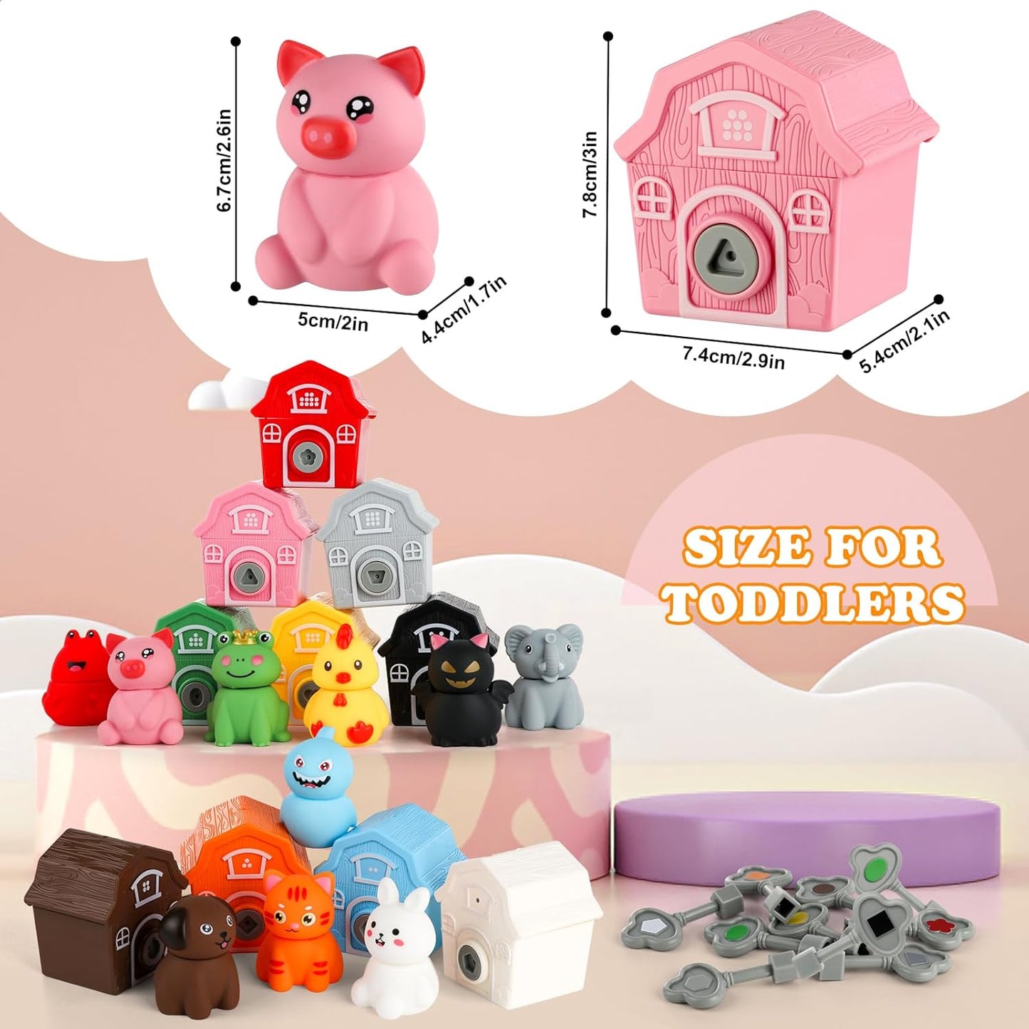 Montessori Farm Animals Sorting & Stacking Toys 10 Piece Multicoloured NEW