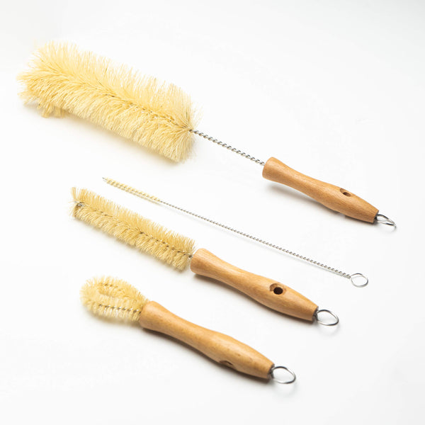 Gaia Guy Natural Bottle Brush and Reusable Straw Set with Sisal Bristles NEW