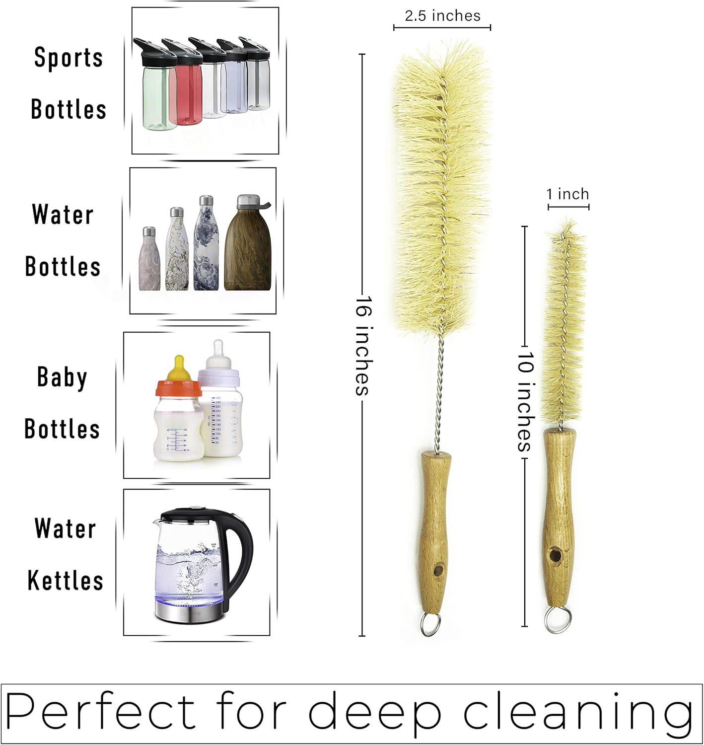 Gaia Guy Natural Bottle Brush and Reusable Straw Set with Sisal Bristles NEW
