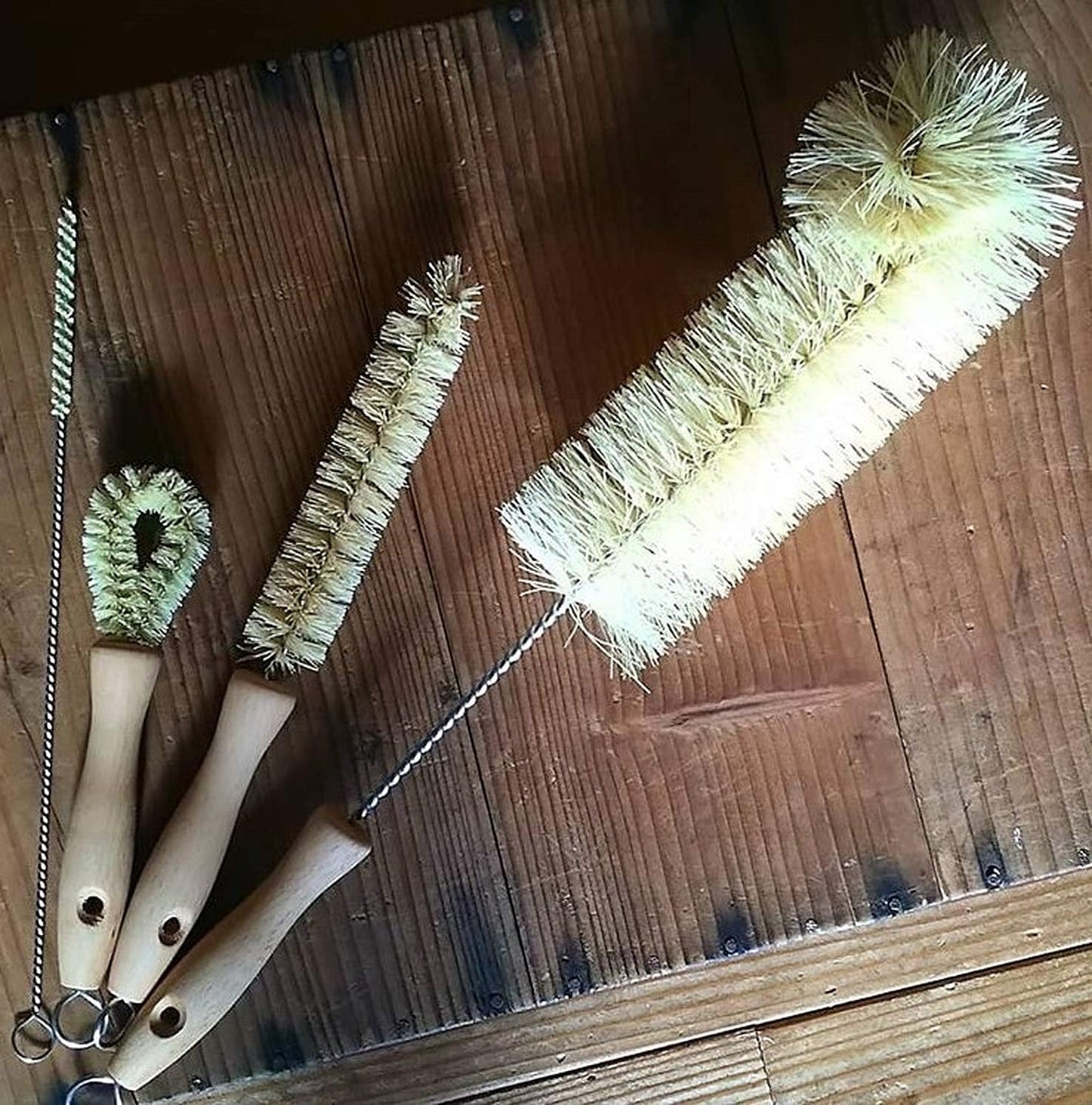 Gaia Guy Natural Bottle Brush and Reusable Straw Set with Sisal Bristles NEW