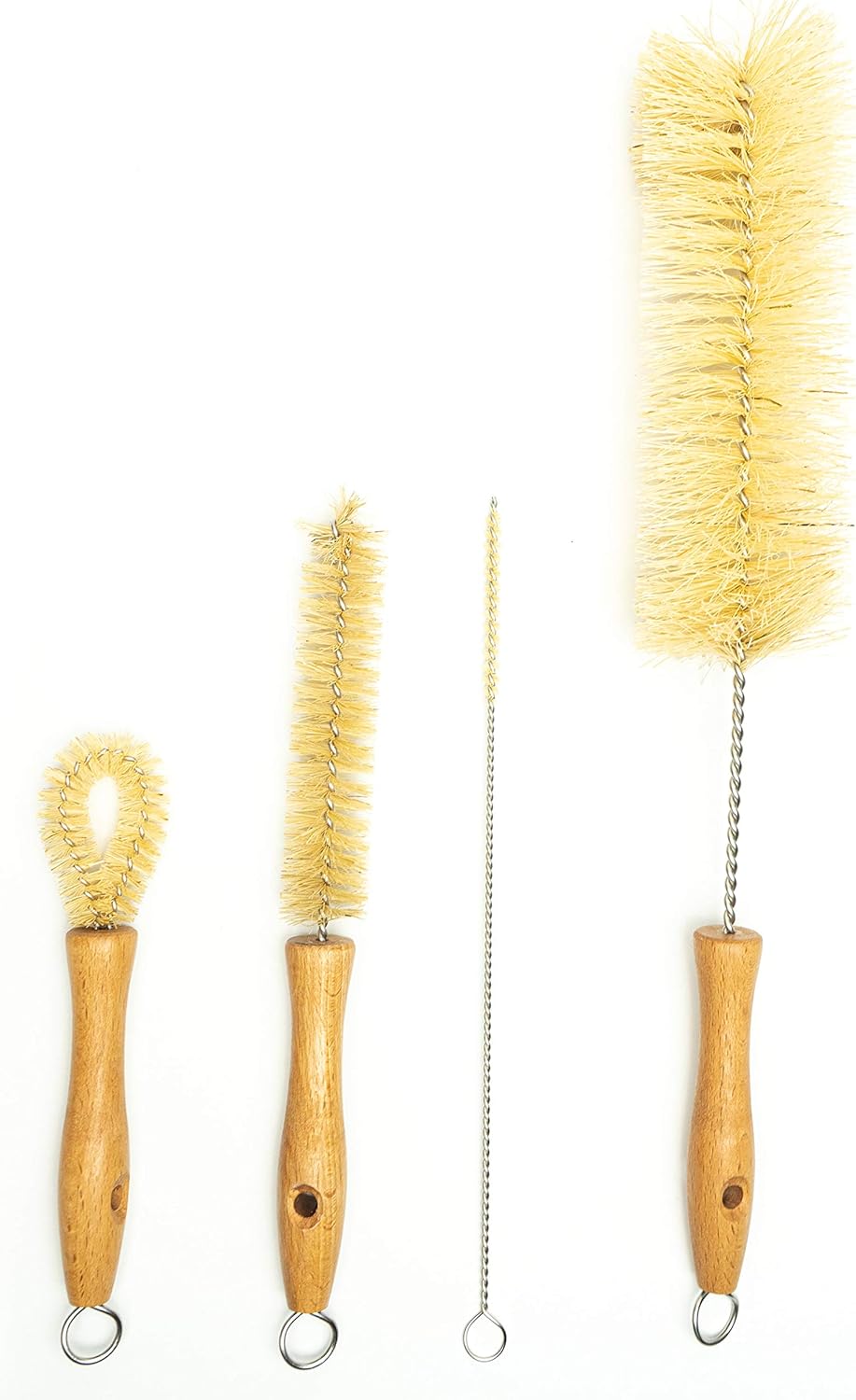 Gaia Guy Natural Bottle Brush and Reusable Straw Set with Sisal Bristles NEW