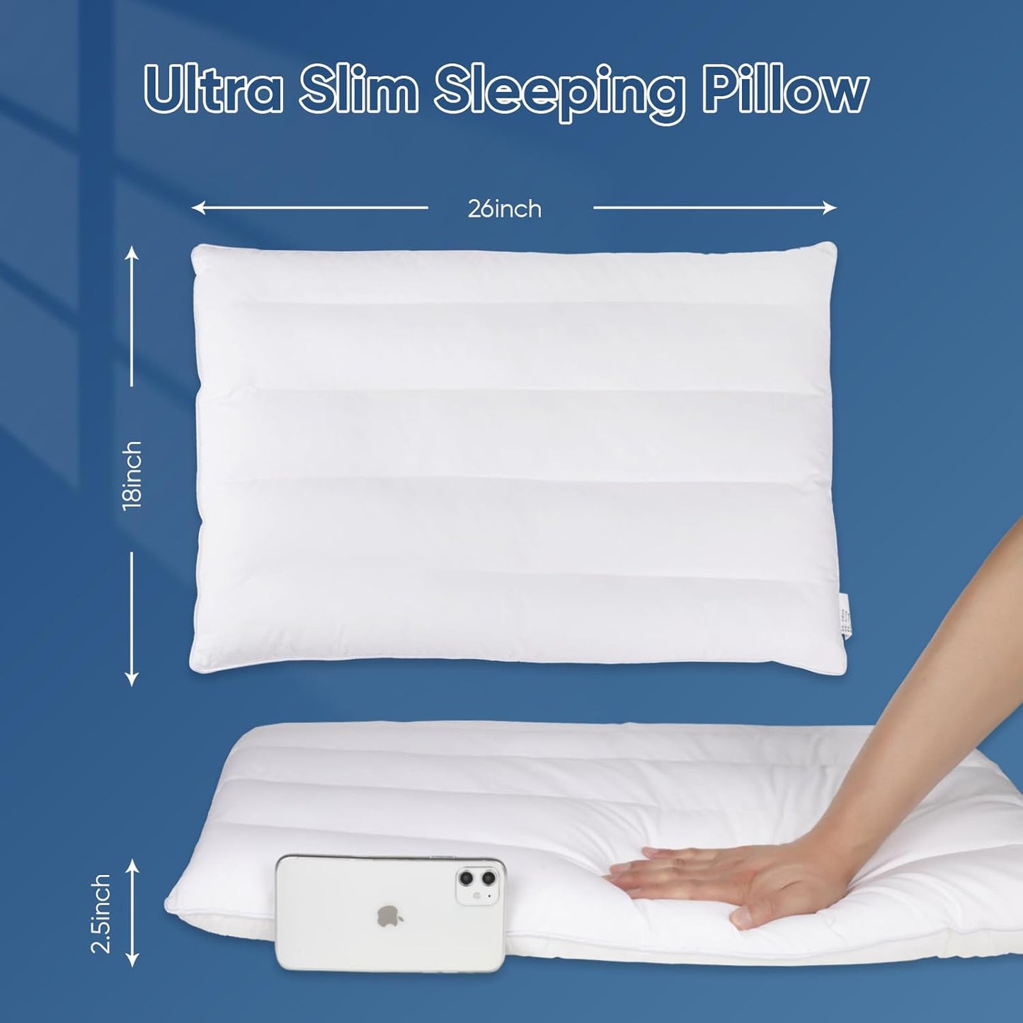 Ultra Flat Supportive Sleeping Pillows for Back & Side Sleepers, Standard DEMO