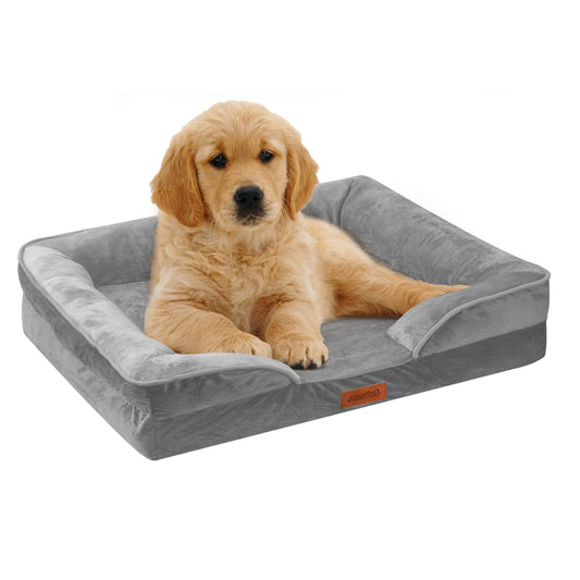 AUSCAT Orthopedic Beds Dog Bed Memory Foam Waterproof Gray Size 60x45x15 cm