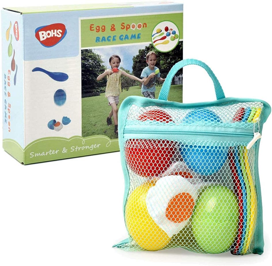 BOHS Multicolor Egg Spoon Race Game Kids Outdoor Party Activity NEW