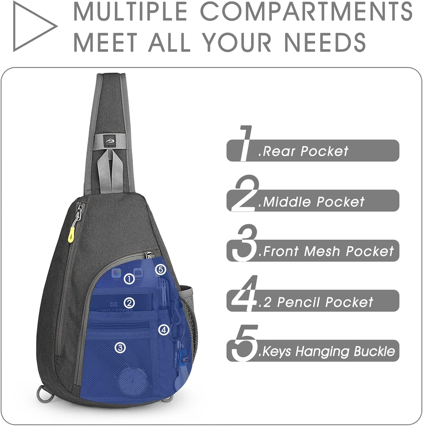 G4Free Casual Hiking Daypacks Sling Backpack Crossbody Chest Shoulder DEMO