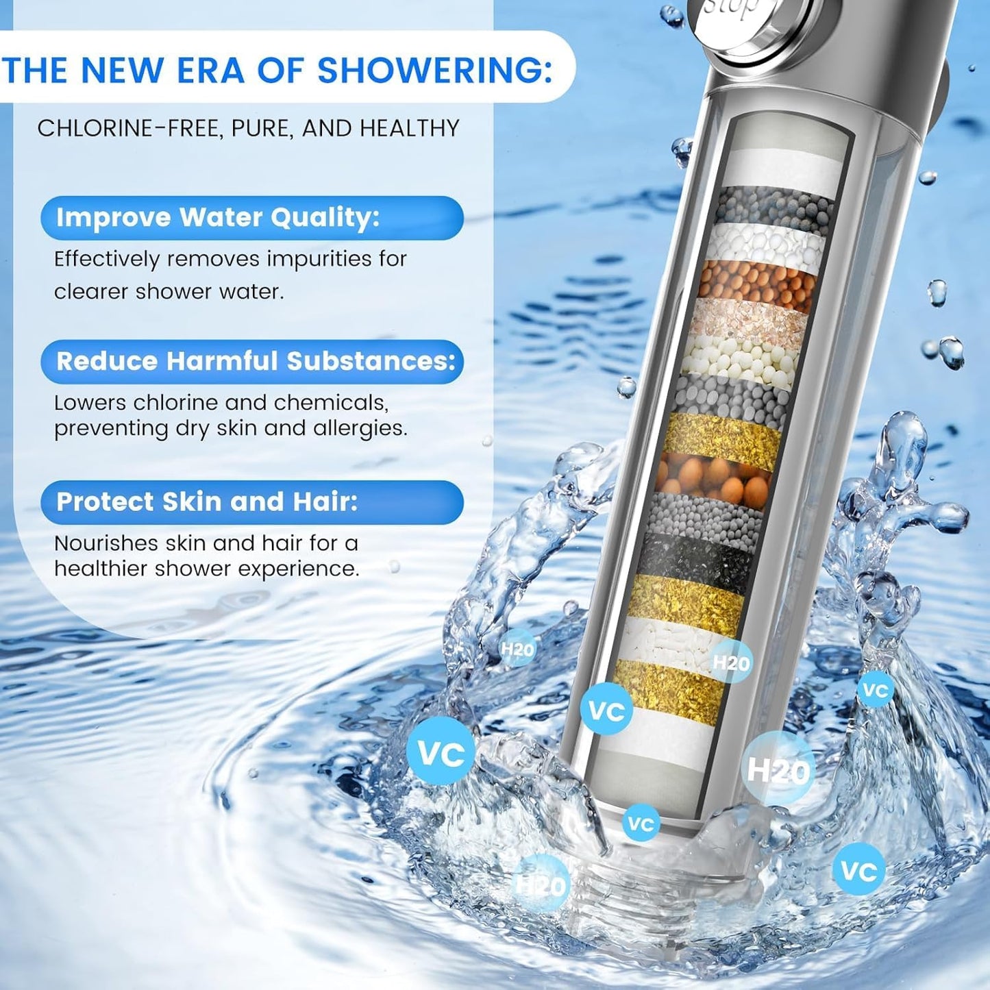 Shower Head with Scalp Massager Shampoo Brush for Hair & Skin Care Grey DEMO