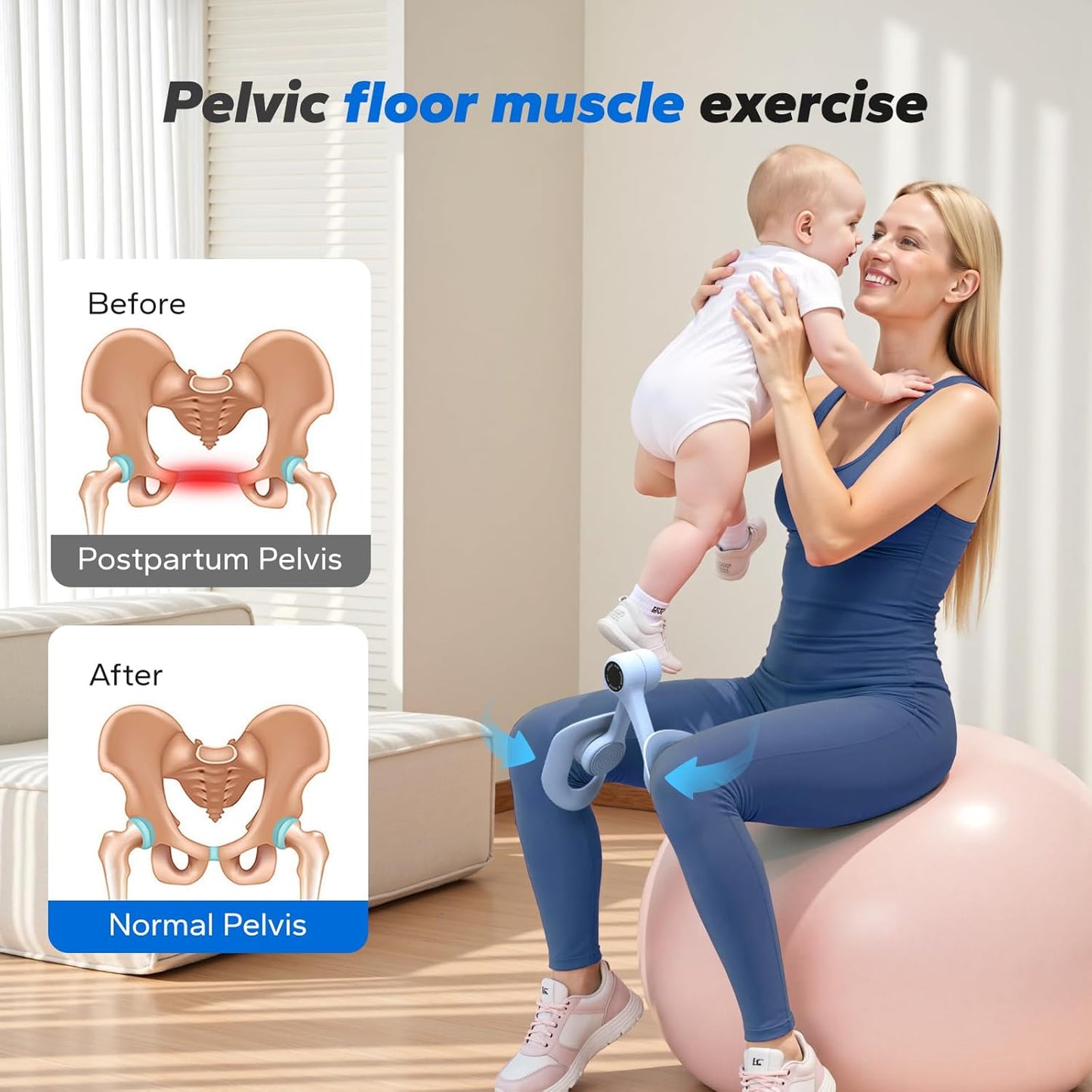 Merach Pelvic Floor Muscle Trainer & Thigh Strengthener, Blue Device DEMO