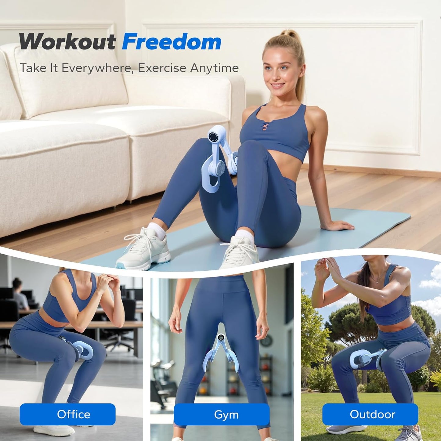 Merach Pelvic Floor Muscle Trainer & Thigh Strengthener, Blue Device DEMO