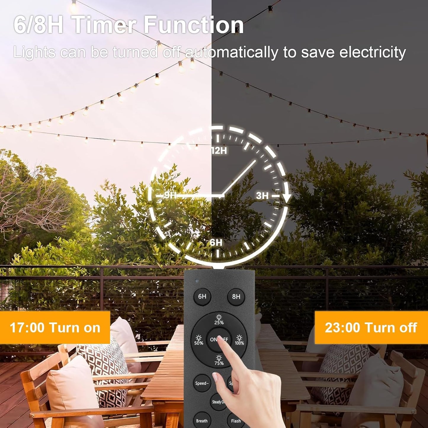 30m Dimmable Outdoor String Lights - Black Patio Lighting for Backyard, DEMO