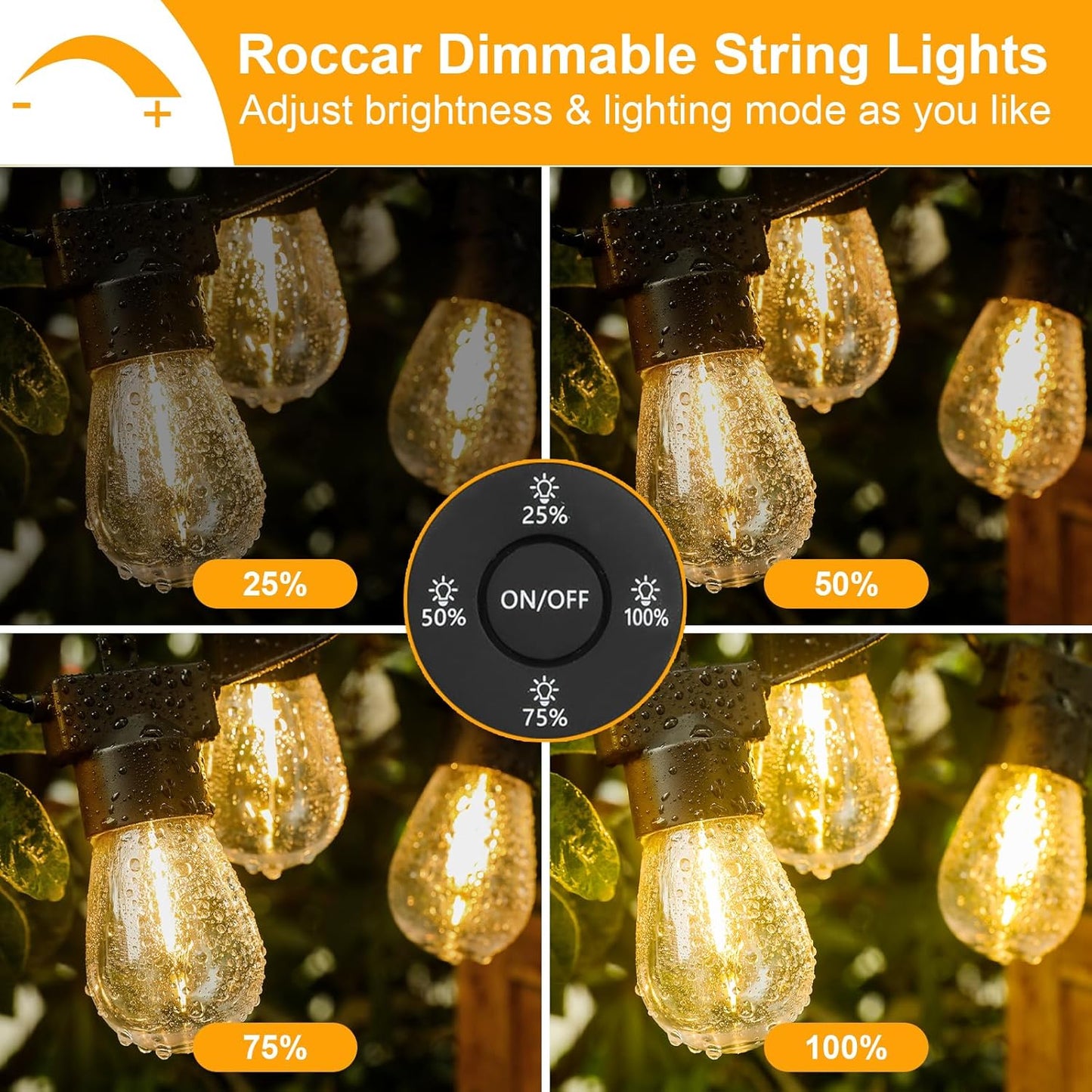 30m Dimmable Outdoor String Lights - Black Patio Lighting for Backyard, DEMO