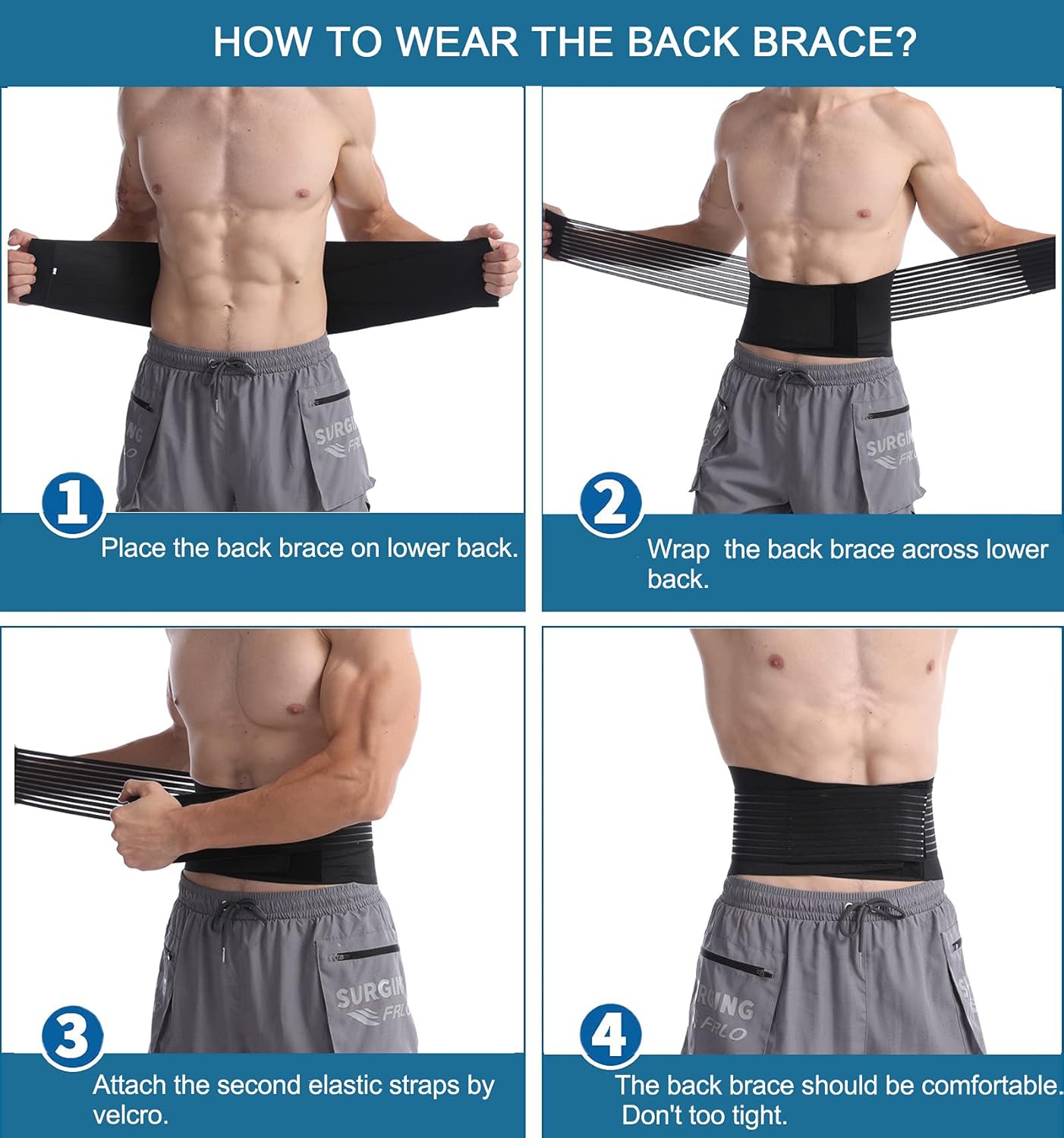 Paskyee Back Brace for Lower Pain Relief Lumbar Support Neoprene Blend Size NEW