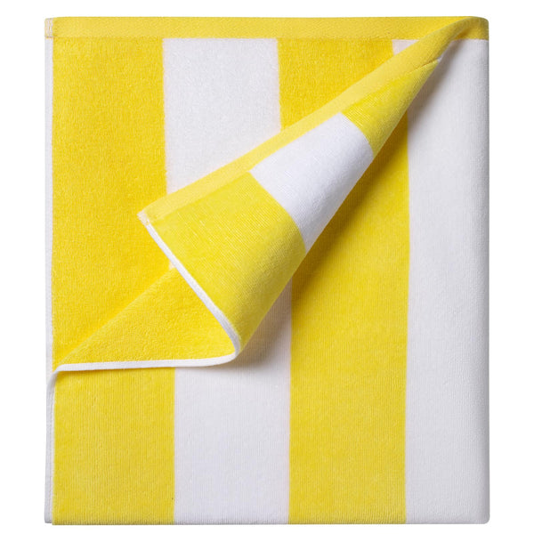 Ouxiaobai Oversized Beach Towel Soft Velour Striped Yellow Size 90 x 180cm NEW