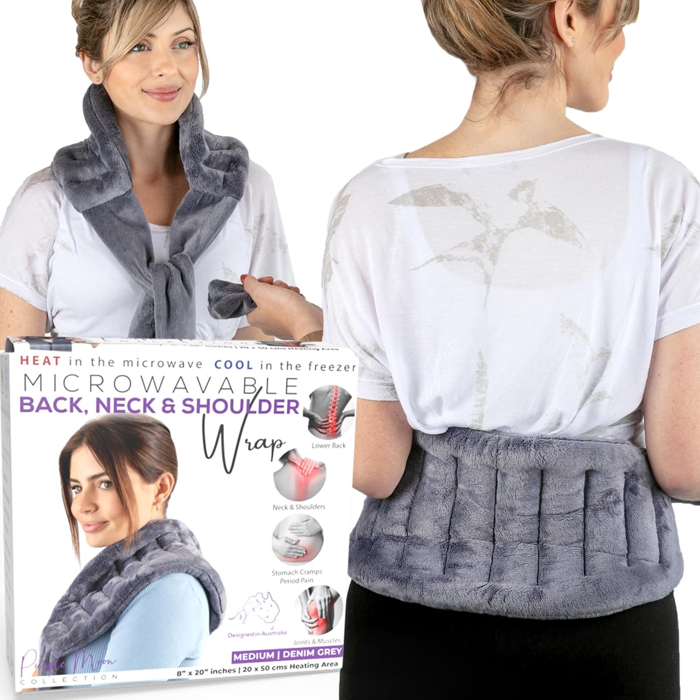 Purple Moon Collection Microwavable Heat Pad Gray Plush Polyester Medium DEMO
