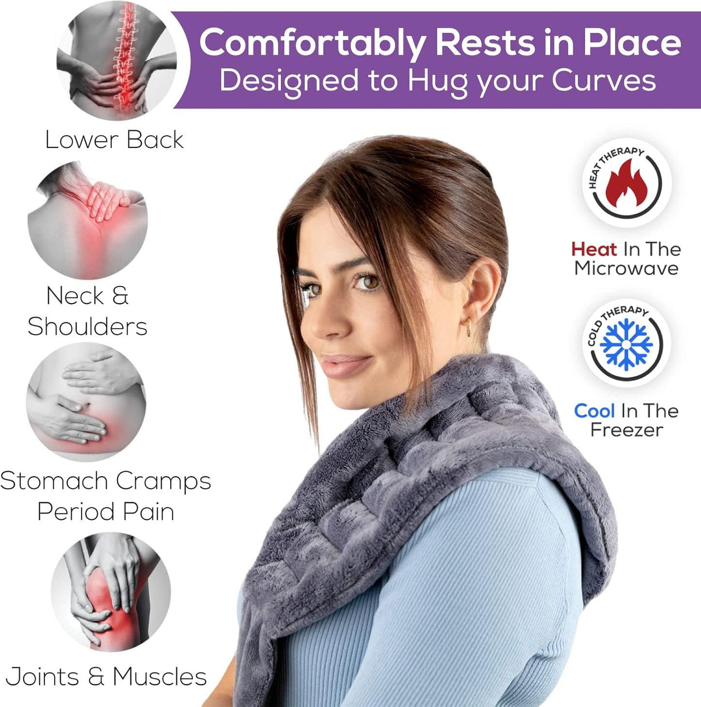Purple Moon Collection Microwavable Heat Pad Gray Plush Polyester Medium DEMO