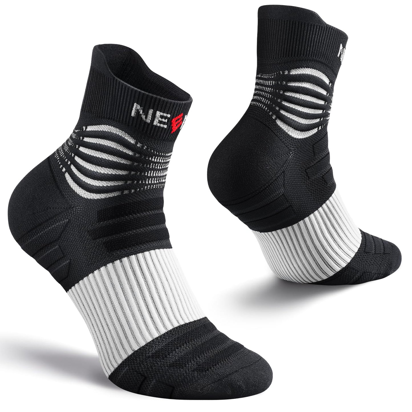 NEENCA Compression Socks for Circulation & Ankle Support Black White Size M NEW