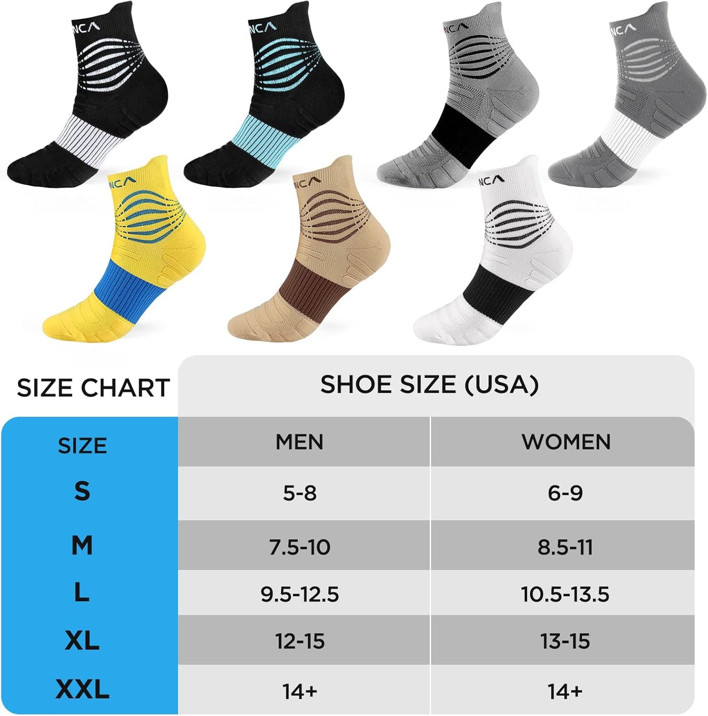 NEENCA Compression Socks for Circulation & Ankle Support Black White Size M NEW