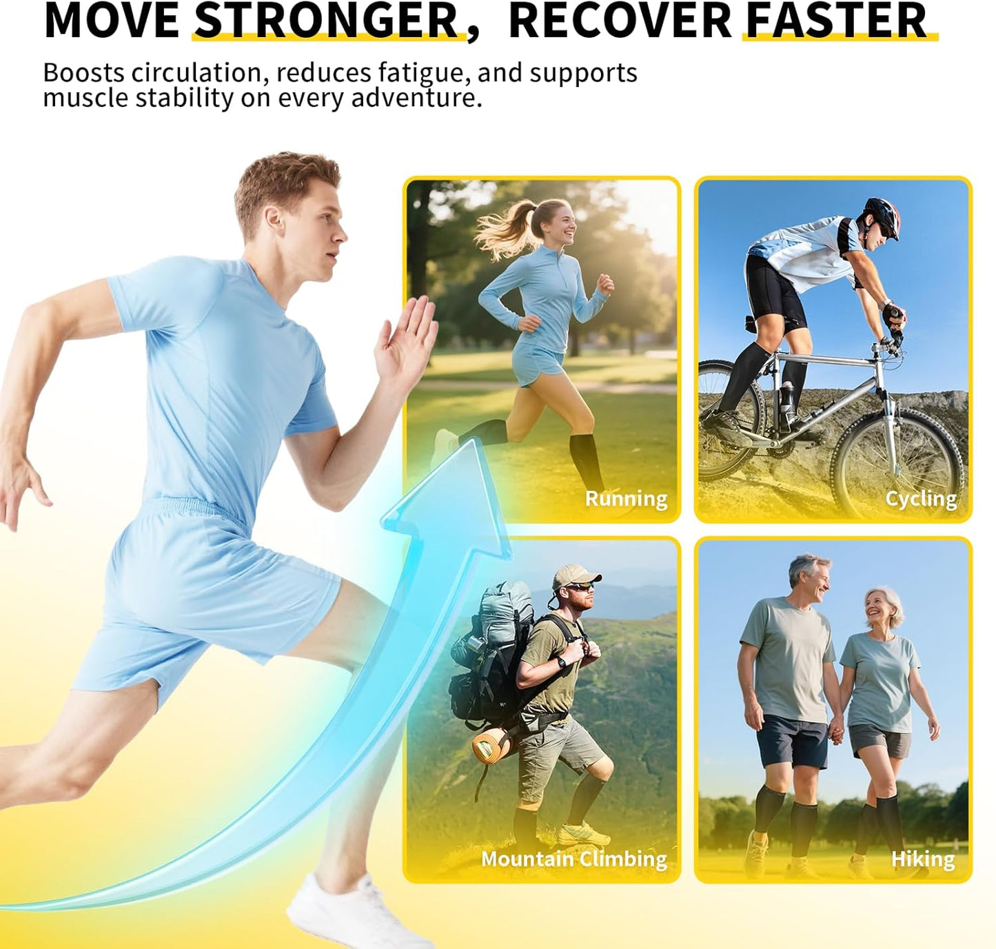 CAMBIVO Calf Compression Sleeves 20-30 mmHg, Black, Large/X-Large NEW