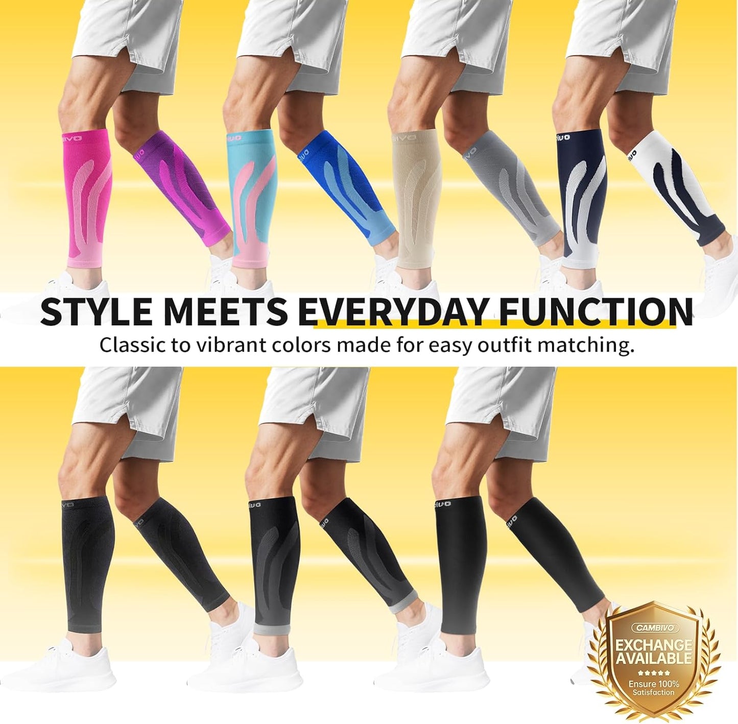 CAMBIVO Calf Compression Sleeves 20-30 mmHg, Black, Large/X-Large NEW