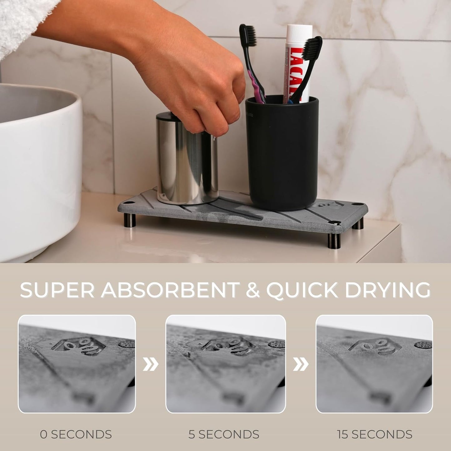 Natureva Flow - Graphite Diatomite Sink Caddy Drying Tray Kitchen Storage NEW
