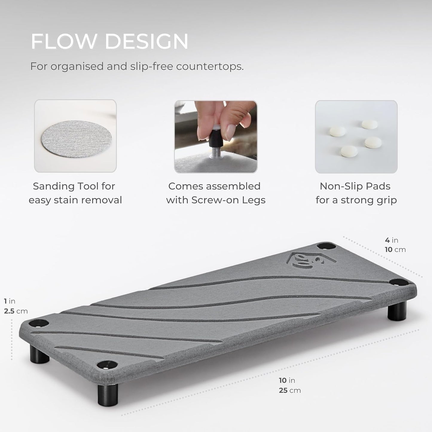 Natureva Flow - Graphite Diatomite Sink Caddy Drying Tray Kitchen Storage NEW