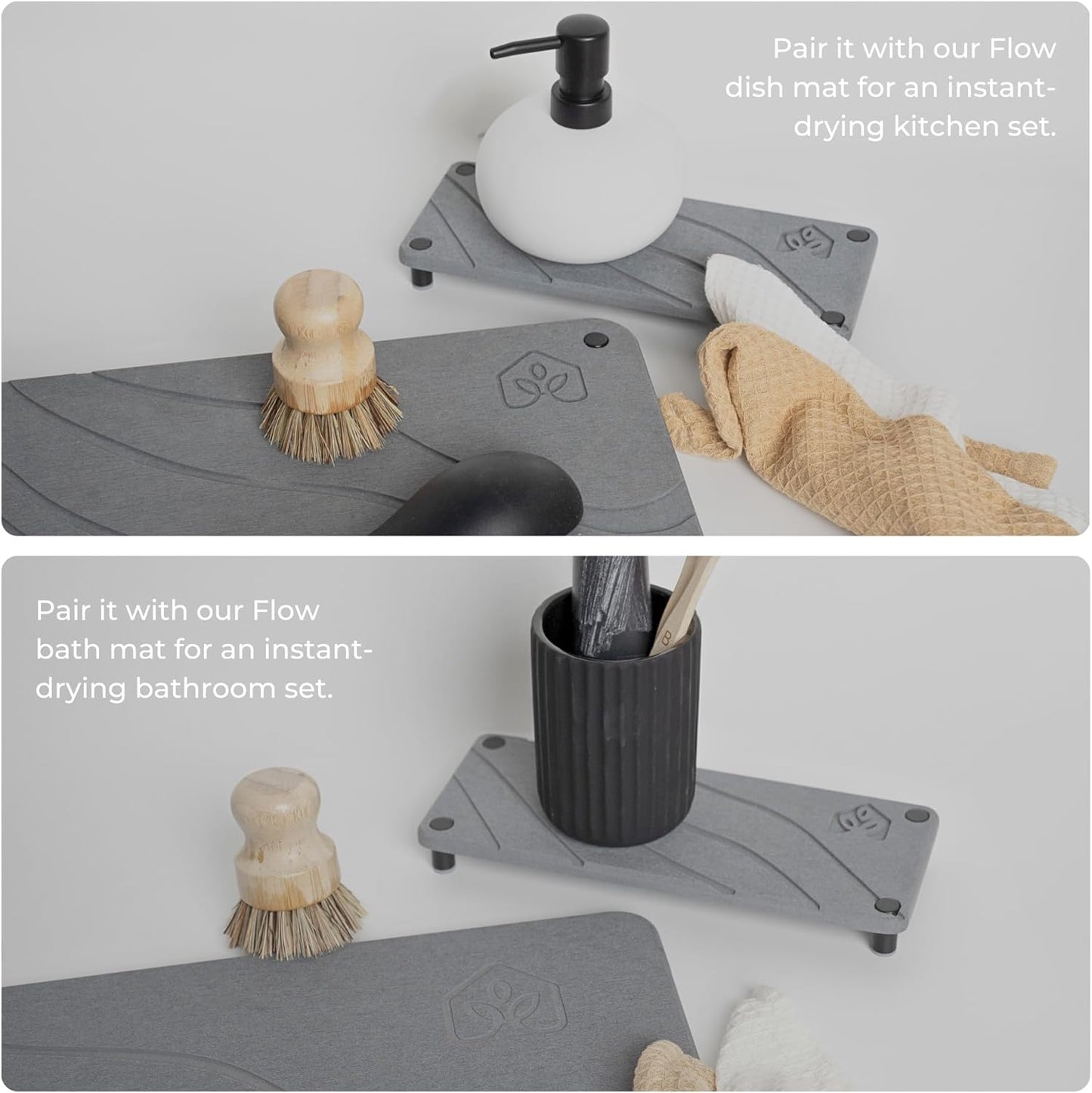 Natureva Flow - Graphite Diatomite Sink Caddy Drying Tray Kitchen Storage NEW