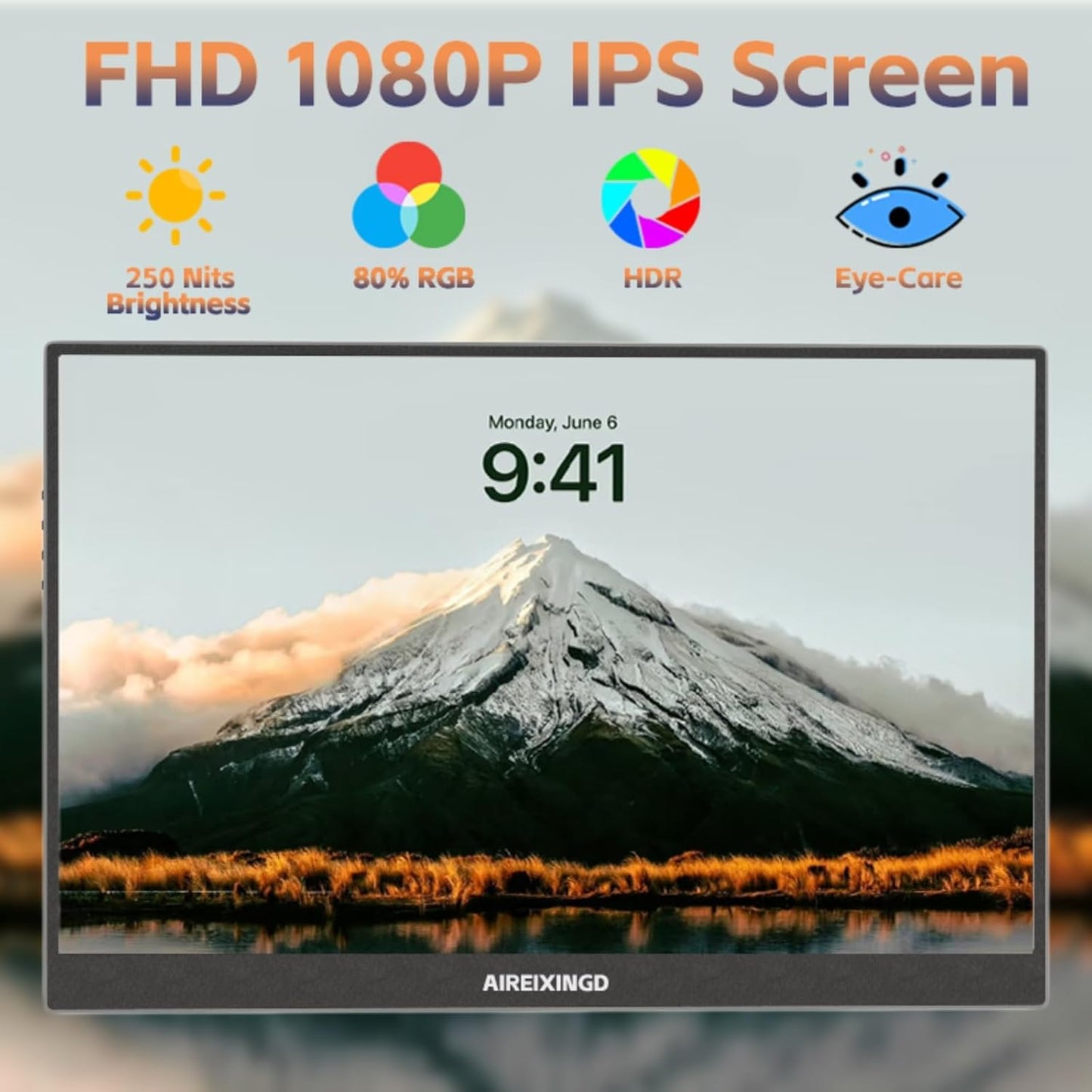 AIREIXINGD 15.6 Monitors Inch Portable Monitor FHD 1080P IPS Computer NEW