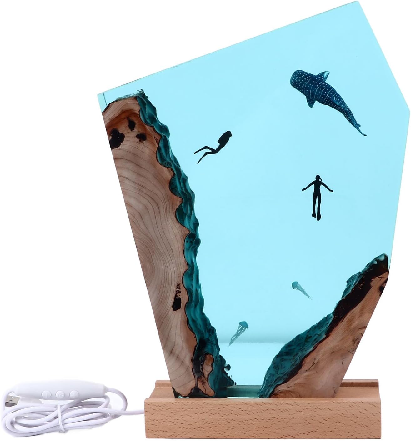 Multicoloured Resin Whale Diver Decorative Night Light Lamp for Home Decor DEMO