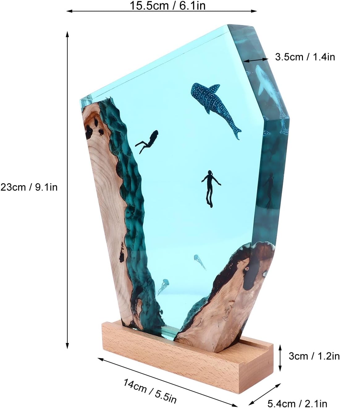 Multicoloured Resin Whale Diver Decorative Night Light Lamp for Home Decor DEMO