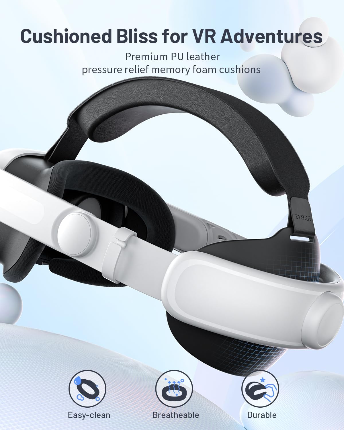 Zybervr Comfort VR Headset Elite Strap for Oculus Quest 3 Accessories White NEW