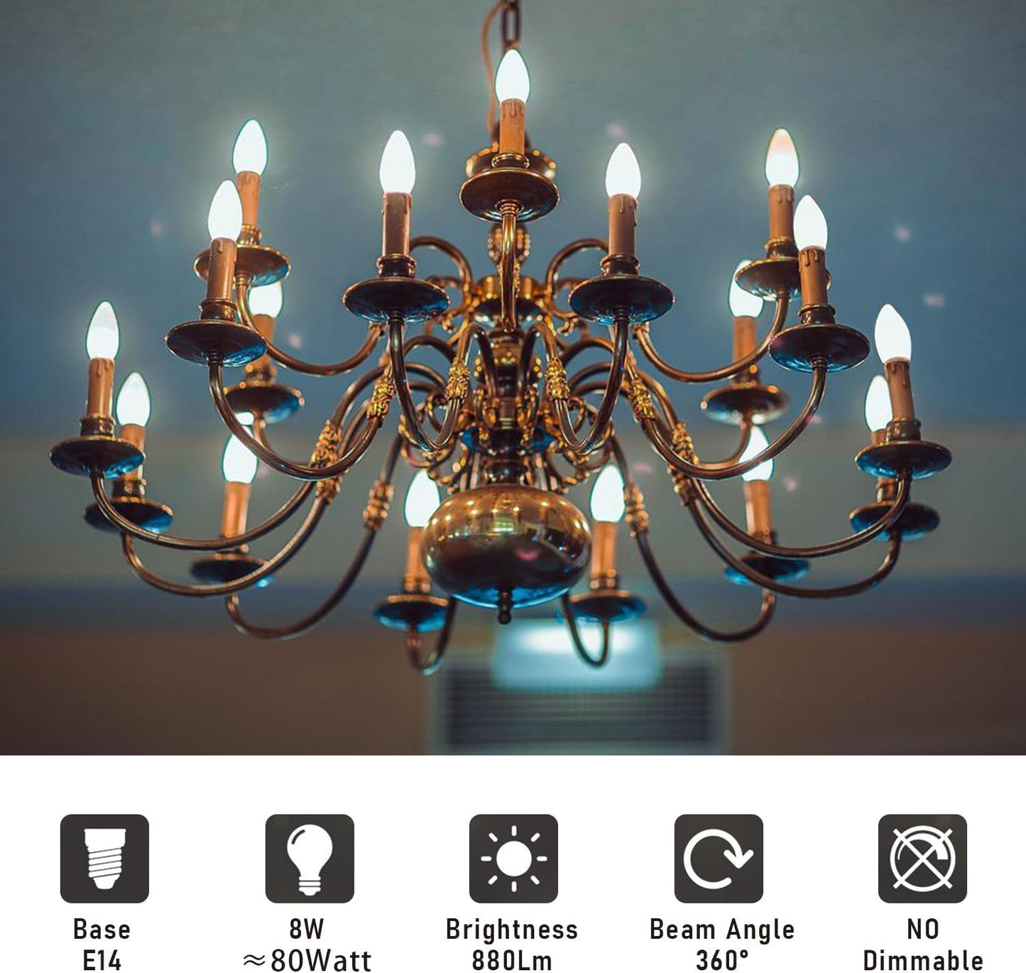 FEILEMAN E14 LED Light Bulbs 8W Super Bright Warm White 3000K for Home DEMO