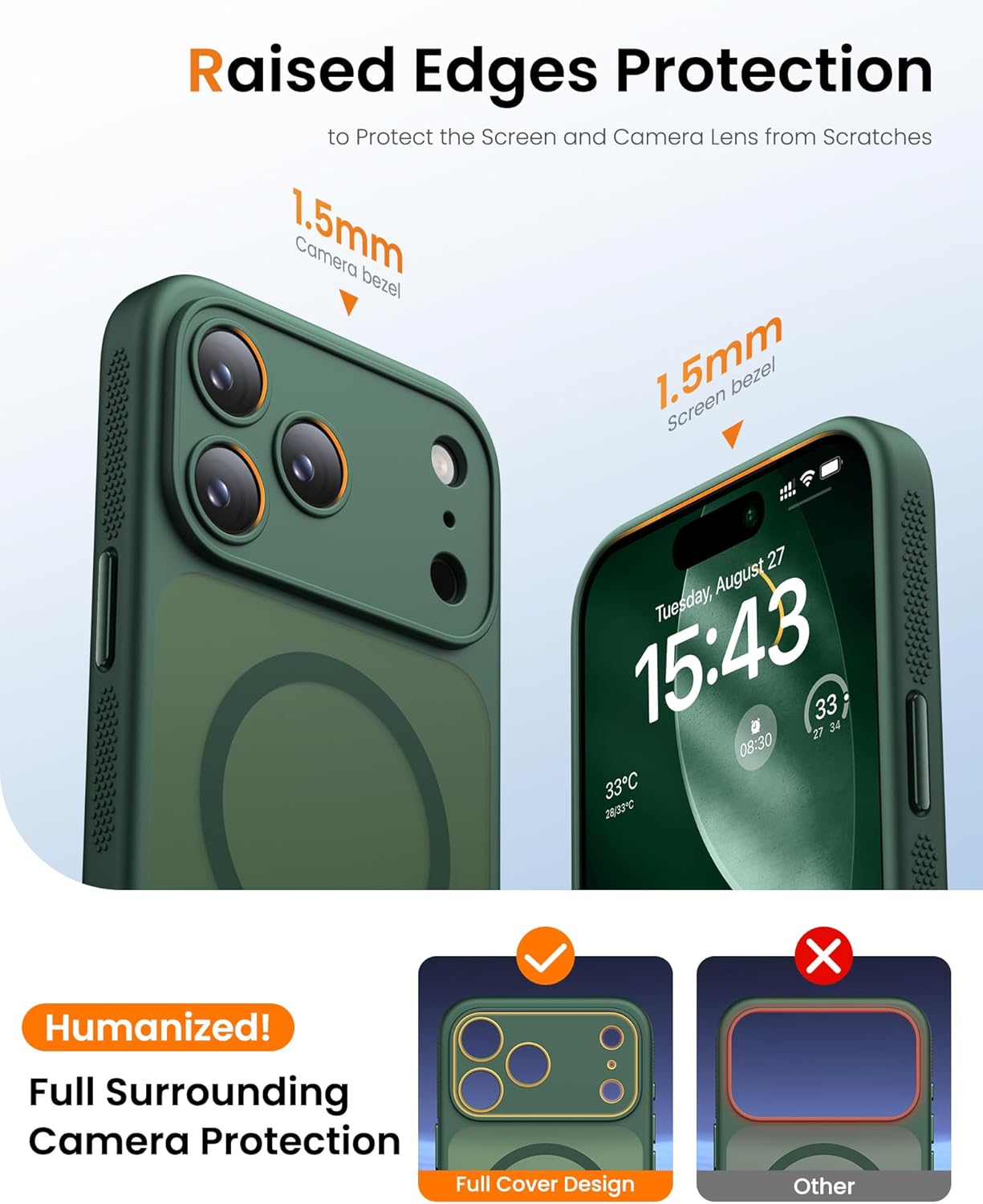 SIXBOX Magnetic Phone Case with Stand Camera Control Green for iPhone 17 Pro NEW