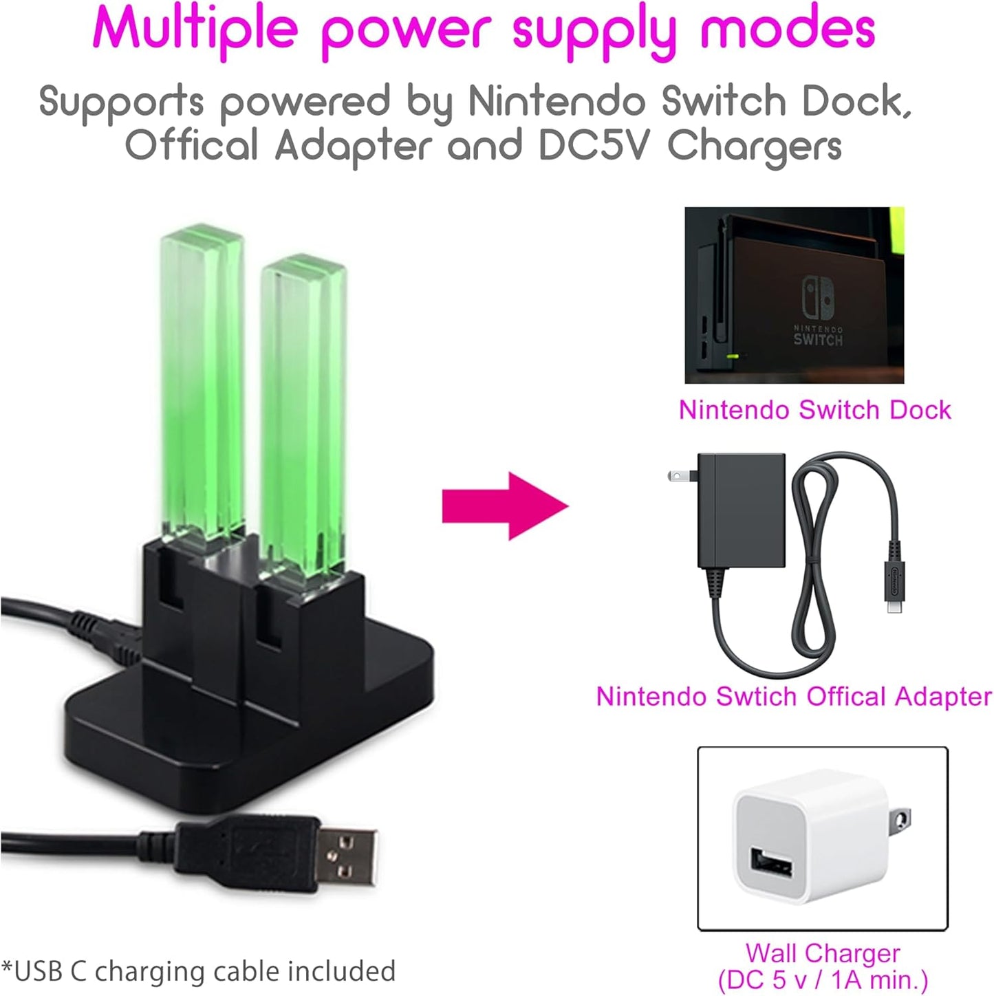 INNVO 4-in-1 Gaming Accessories Charging Dock for Nintendo Switch Joy-Con DEMO